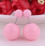 Øreringe - Dobbelt perle baby lyserød